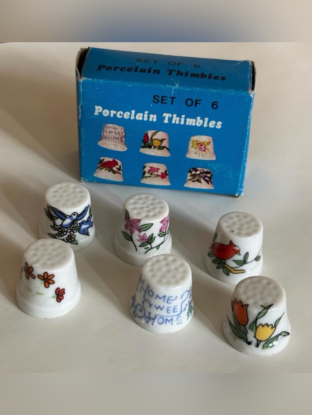 70's Brinn's Porcelain Thimbles - NEW in box - Thimble Collection - Home Decor